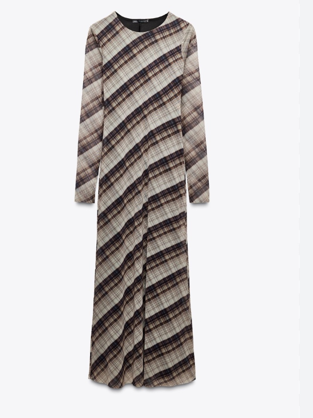 Zara NWT Plaid Mesh Maxi Dress Long Sleeve Sheer Check Dress Medium 5039/283 - Picture 4 of 6